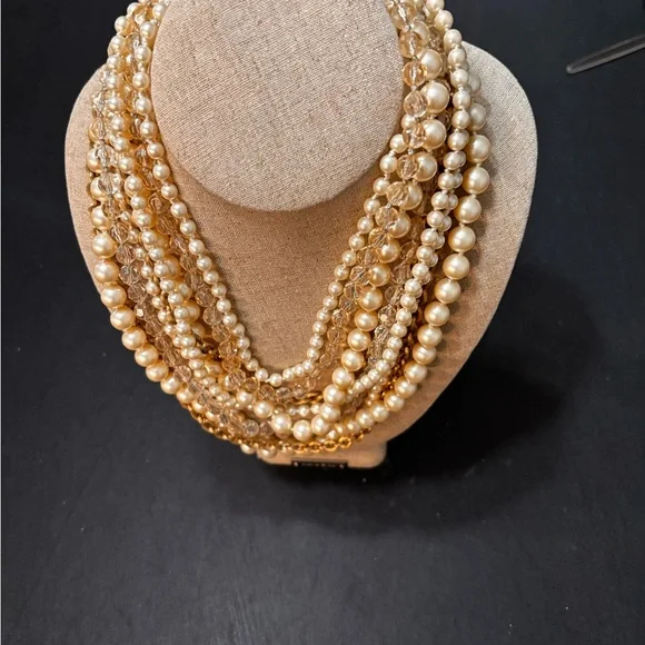Elegant Multi-Strand Pearl and Gold Necklace - Picture 6 of 12